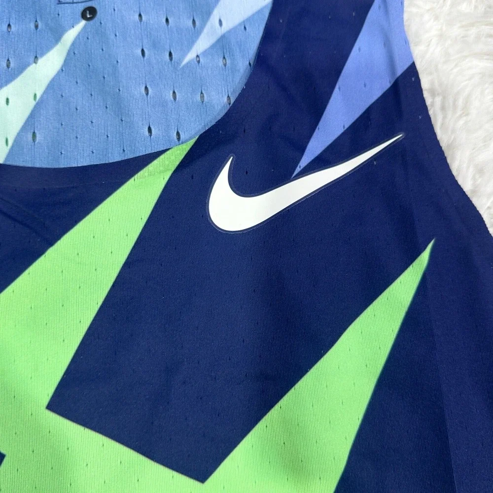 Nike Pro Elite Aeroswift Running Singlet Blue/Green Mens Size Large CI0581-XXX